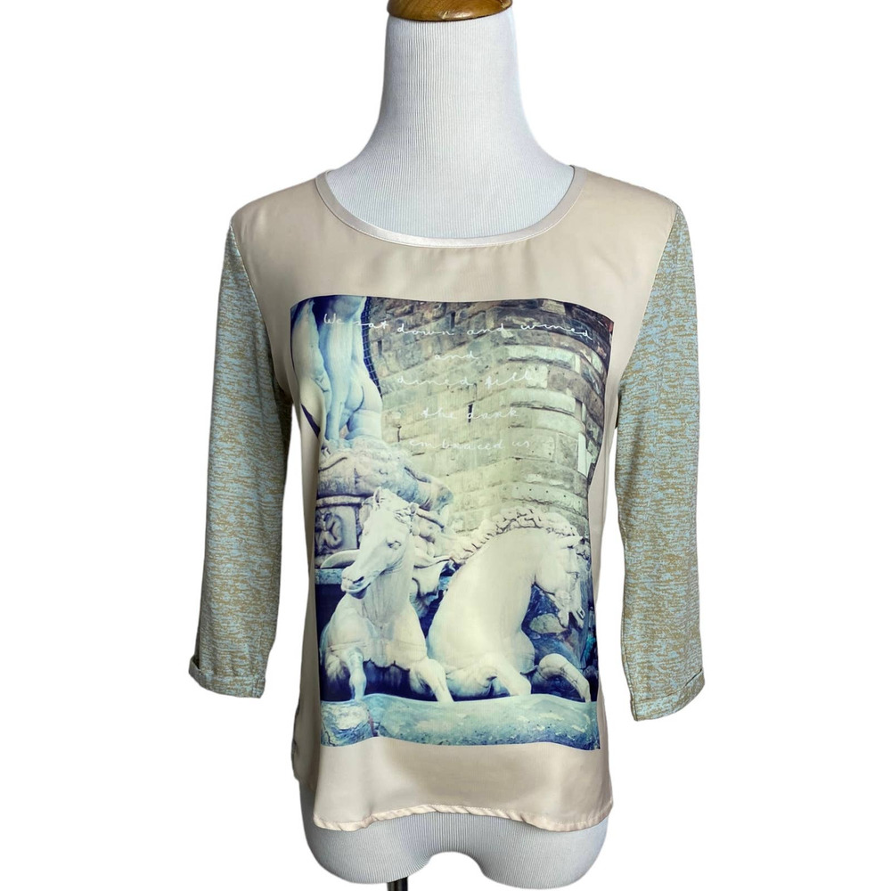 Maison Scotch Women's Graphic 3/4 sleeve Shirt.  Size sm